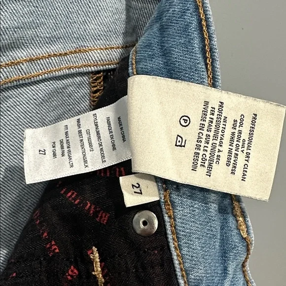 Alice + Olivia Max Vegan Leather Denim Jeans Wide Leg Size 27 - Picture 10 of 10